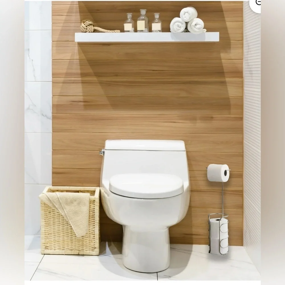Mainstays Freestanding Satin Nickel Steel Toilet Paper Holder with Storage